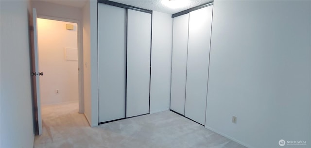 interior space featuring a closet and light colored carpet