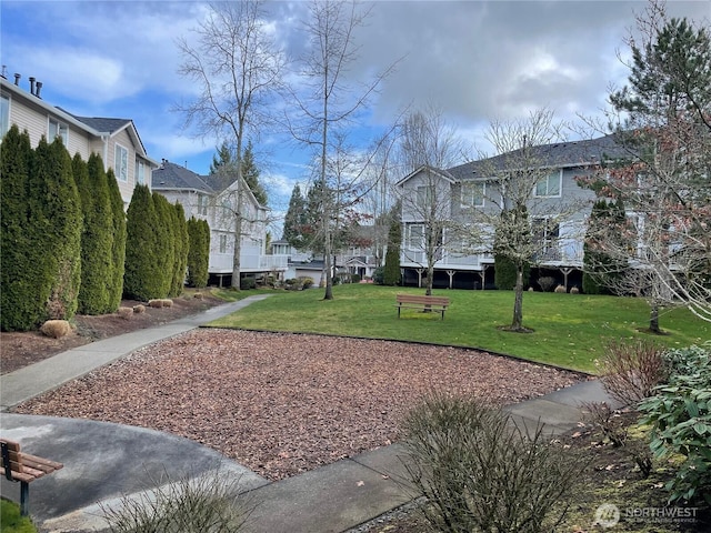 view of community with a yard and a residential view