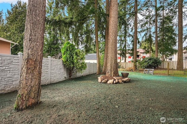 view of yard featuring a fenced backyard