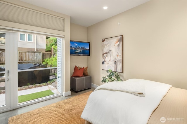 1514 Alki Ave SW, Seattle, WA 98116 - bedroom featuring access to exterior, baseboards, and recessed lighting