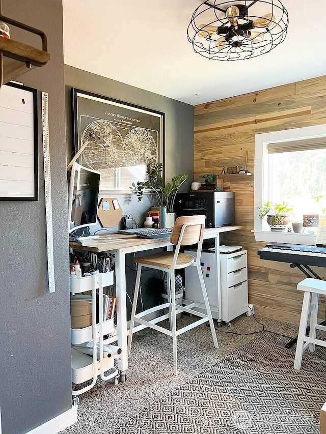 office with wooden walls