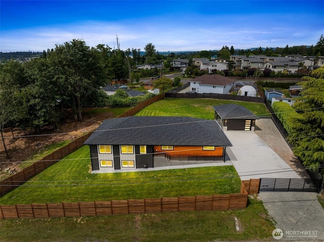 bird's eye view with a residential view