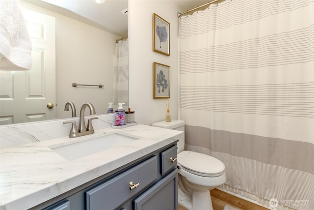 bathroom with toilet and vanity