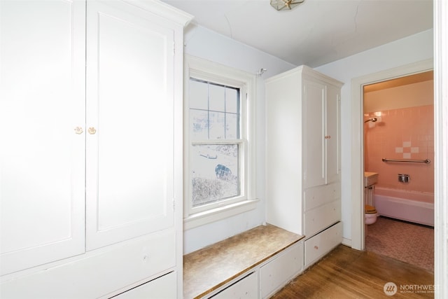 mudroom featuring light wood-style flooring