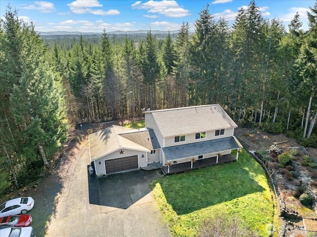 aerial view with a forest view