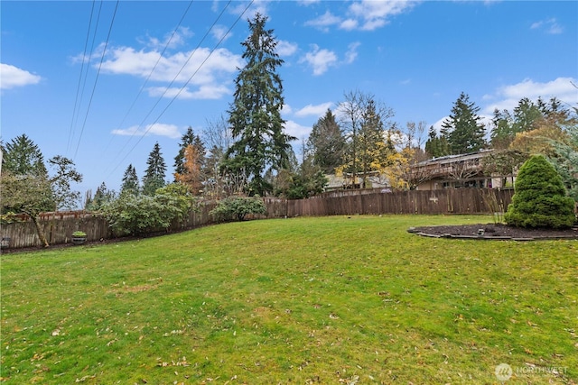 view of yard featuring a fenced backyard