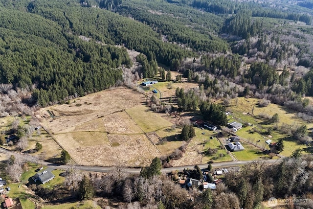 drone / aerial view with a forest view