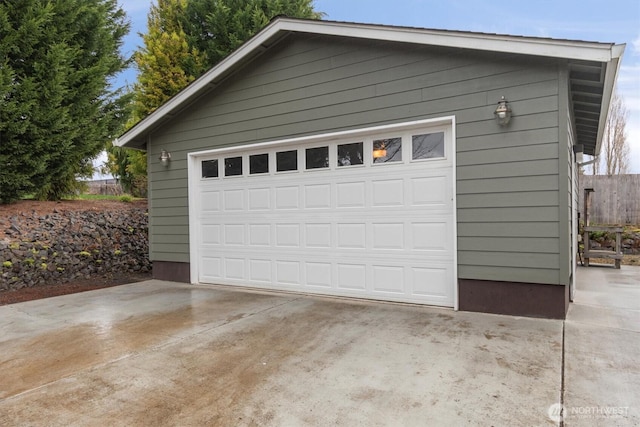 view of detached garage