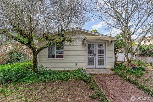 exterior space featuring french doors