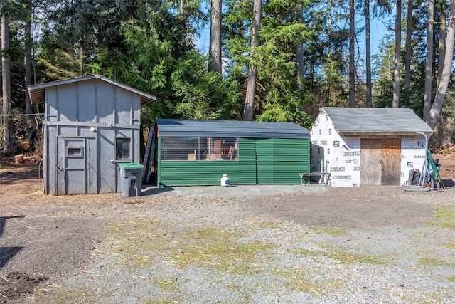 view of shed with exterior structure