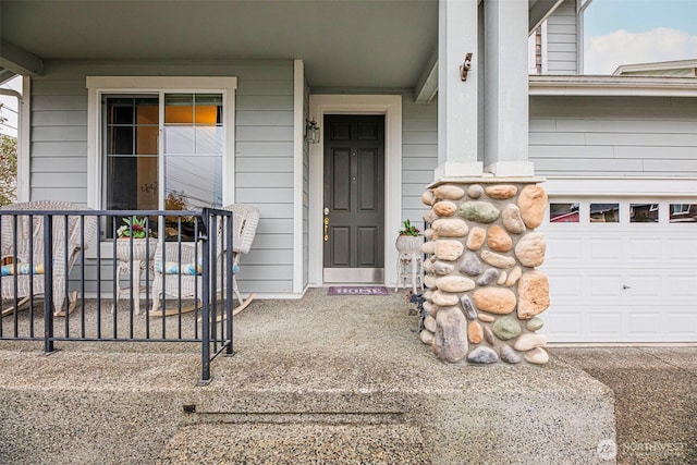 entrance to property with a garage