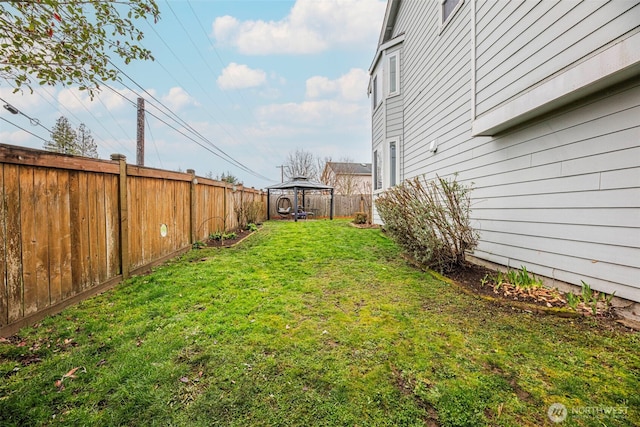 view of yard with a fenced backyard