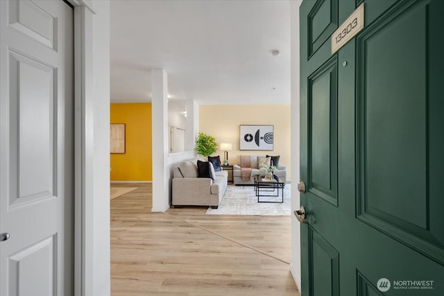 entrance foyer featuring light wood-style flooring