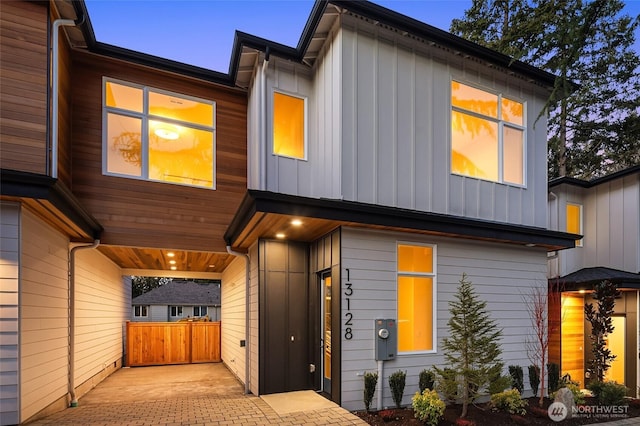 view of front of house featuring board and batten siding