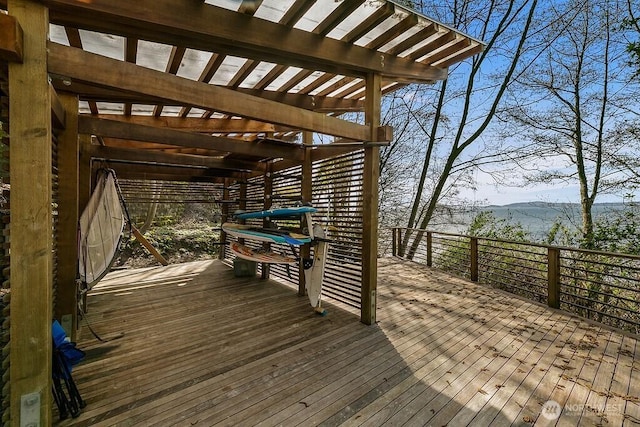 deck featuring a mountain view