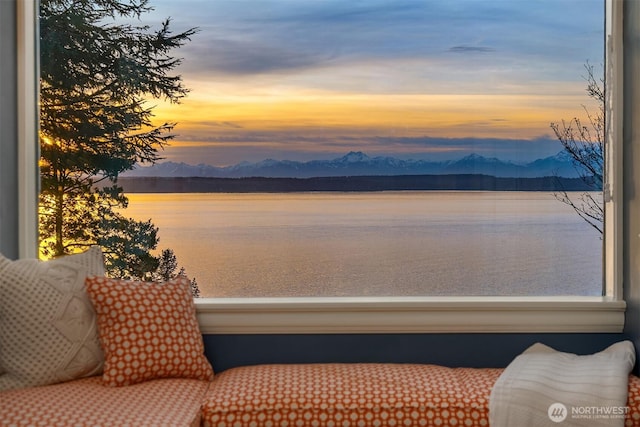 view of water feature featuring a mountain view