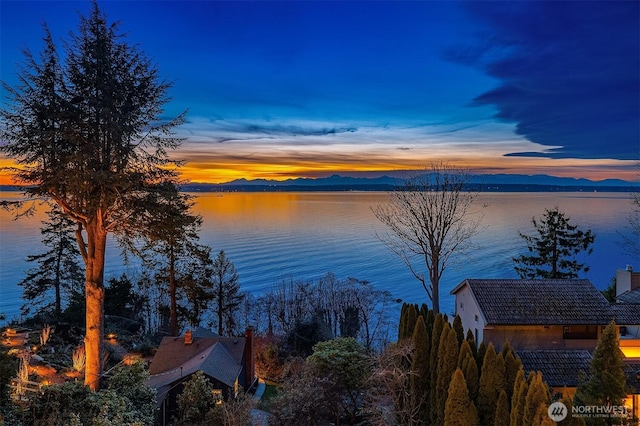 property view of water featuring a mountain view