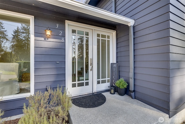 doorway to property featuring french doors