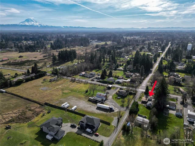 aerial view with a mountain view