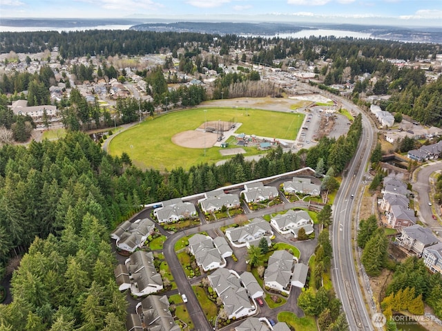 drone / aerial view with a residential view