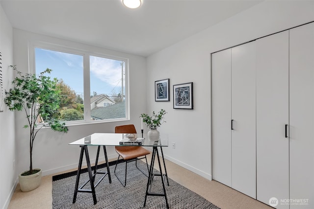 home office with baseboards