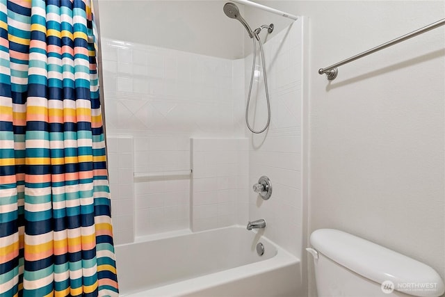 full bath featuring toilet and shower / tub combo