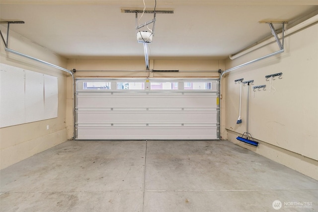 garage with a garage door opener