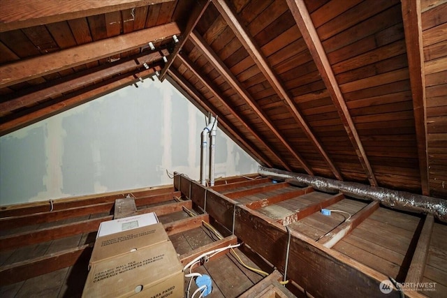 view of unfinished attic