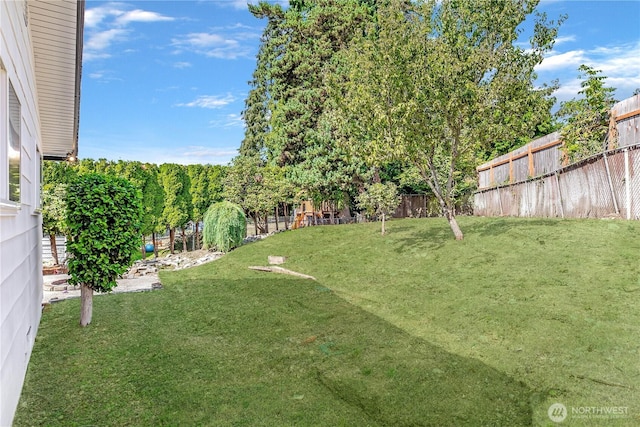 view of yard featuring fence private yard