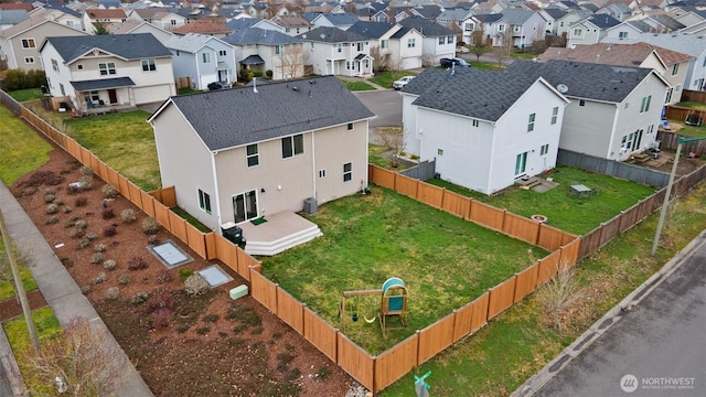 drone / aerial view with a residential view