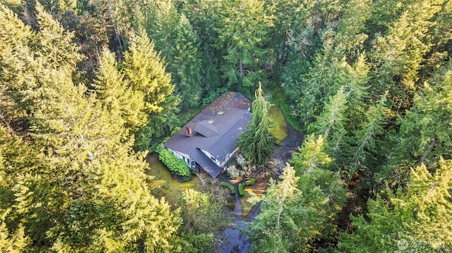 drone / aerial view with a forest view