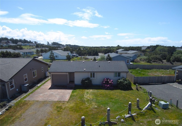 aerial view with a residential view