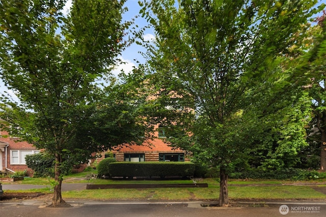 view of property hidden behind natural elements