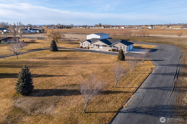 aerial view featuring a rural view