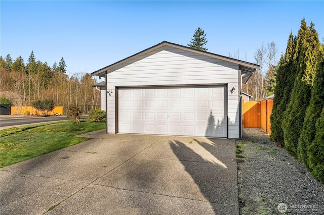 detached garage with fence