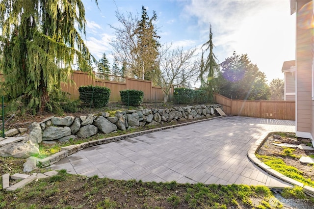 view of patio featuring a fenced backyard