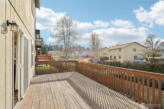 deck with a residential view