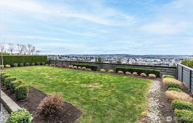 view of yard featuring fence