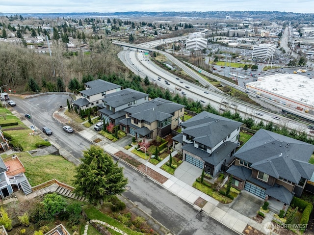 aerial view with a residential view