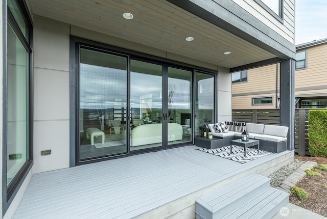 deck with an outdoor hangout area