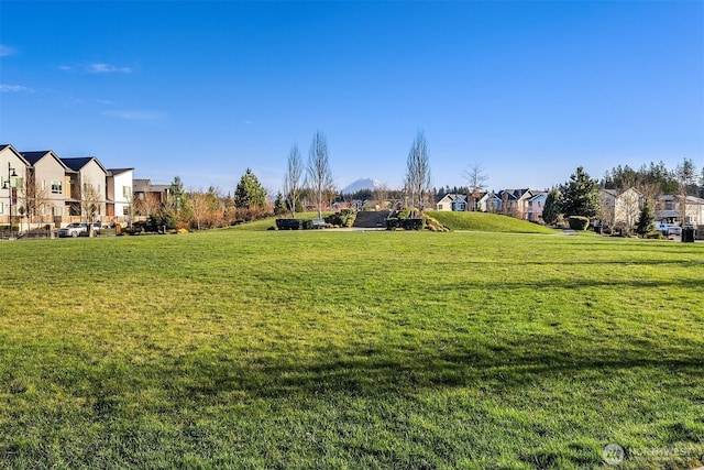 view of home's community featuring a residential view and a lawn