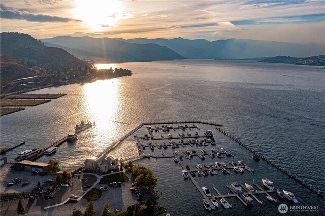 aerial view with a water and mountain view