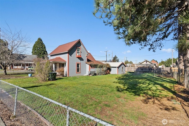 view of yard with a fenced backyard