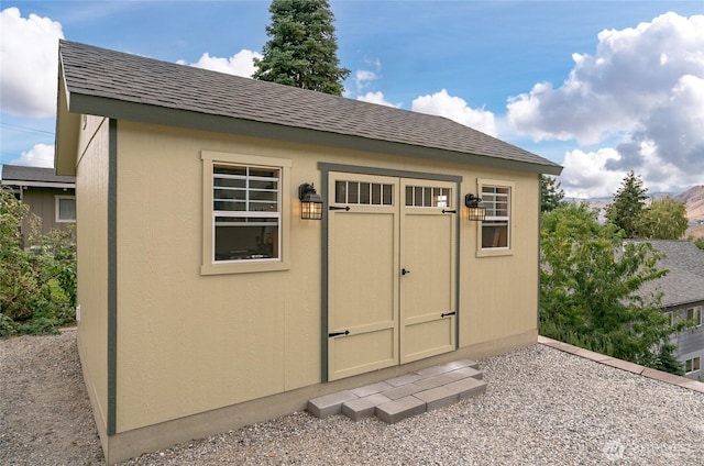 view of shed