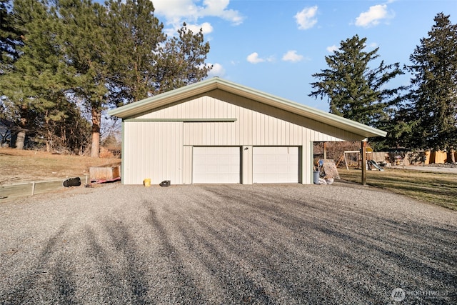 view of detached garage