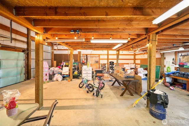 basement with a garage