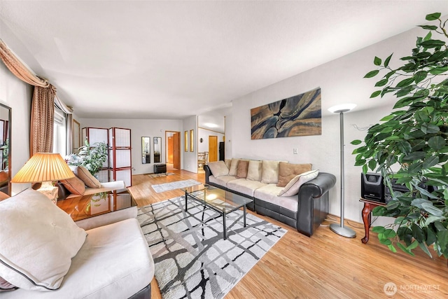 living area featuring wood finished floors