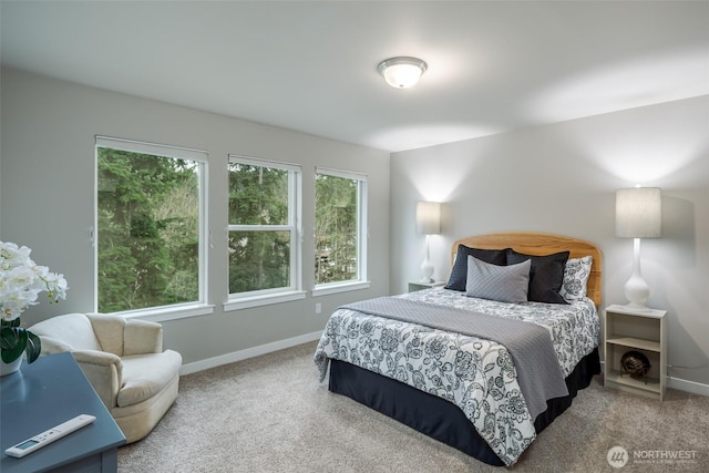 bedroom featuring carpet flooring and baseboards