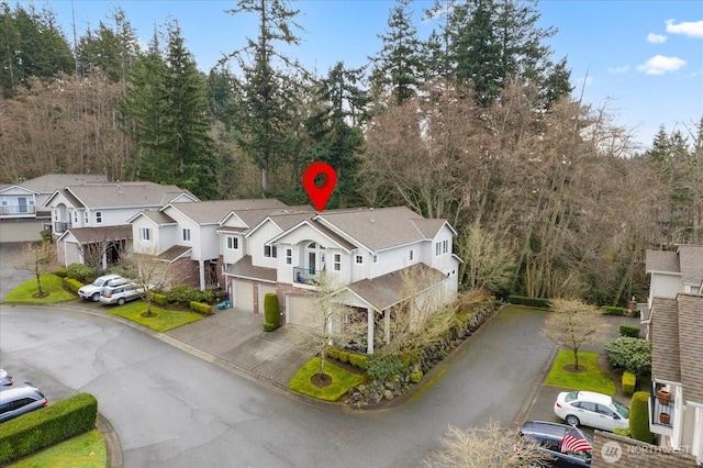 birds eye view of property featuring a residential view