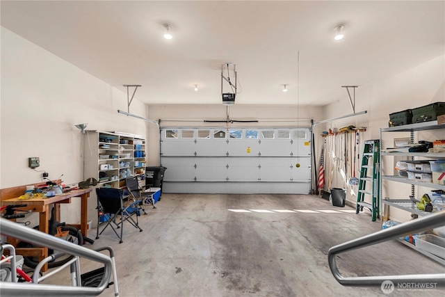 garage with a garage door opener